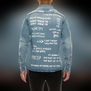 "This Is Who I Am" Scribbled Denim